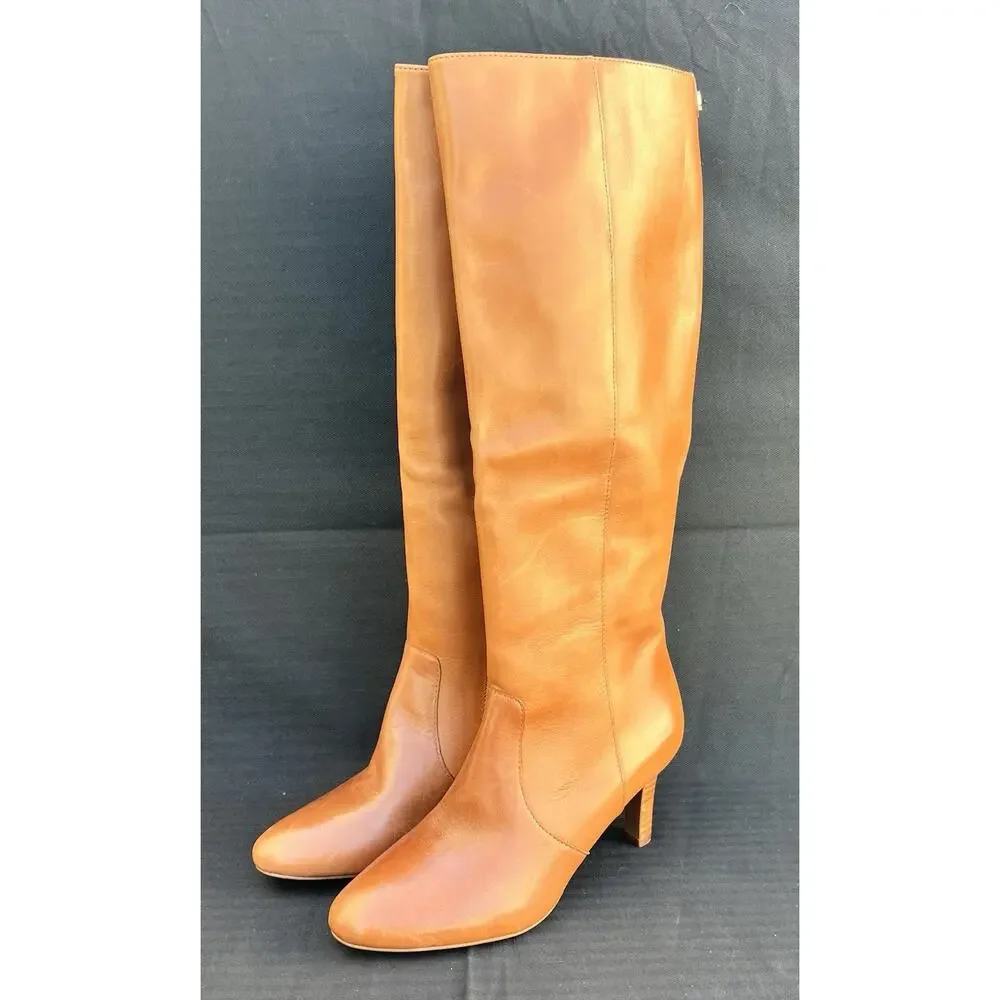 LAUREN RALPH LAUREN Caelynn Burnished Riding Leather Boots Women's Size 7.5 US